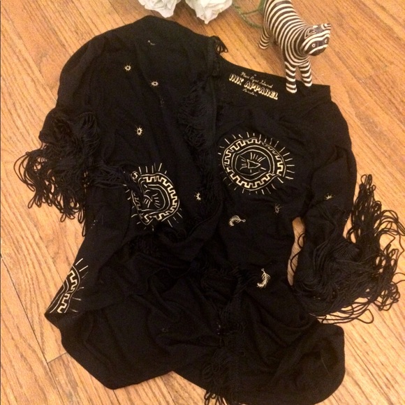 😎Unique Fringed wrap -gold design @fringe sleeves - Picture 5 of 8